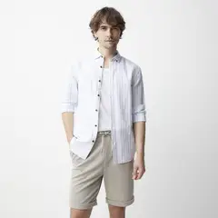 BASEMENT - Camisa Manga Larga Lino Hombre