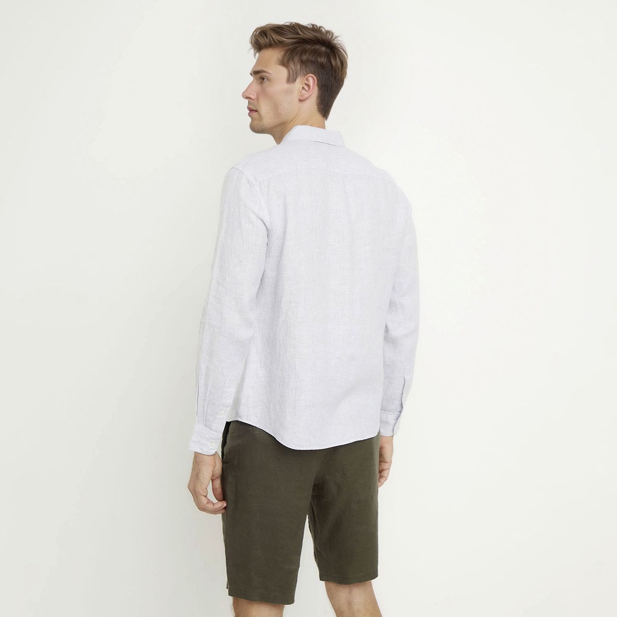 WOLF&HANK - Camisa Casual Manga Larga Lino Hombre Wolf&Hank