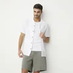 BASEMENT - Camisa Casual Manga Corta Viscosa Hombre