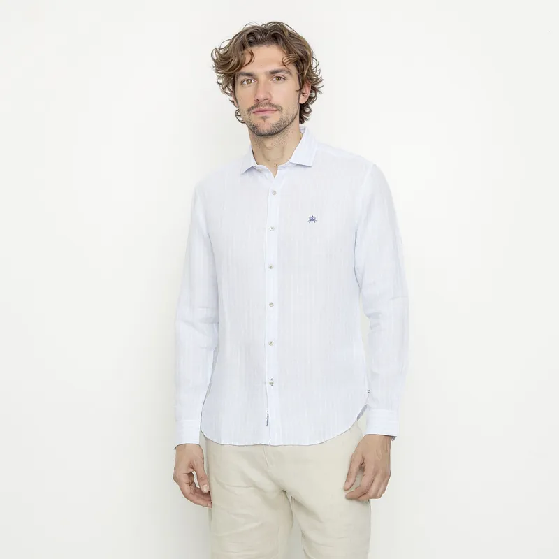 CASCAIS - Camisa Casual Manga Corta Lino Hombre Cascais