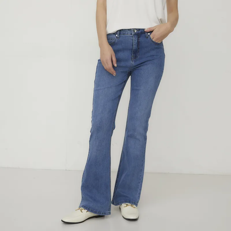 APOLOGY - Jeans Denim Mujer Apology Tiro Medio Flare