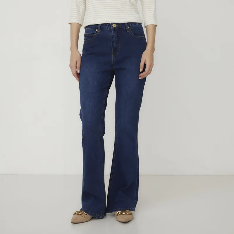 APOLOGY - Jeans Denim Mujer Apology Tiro Medio Flare