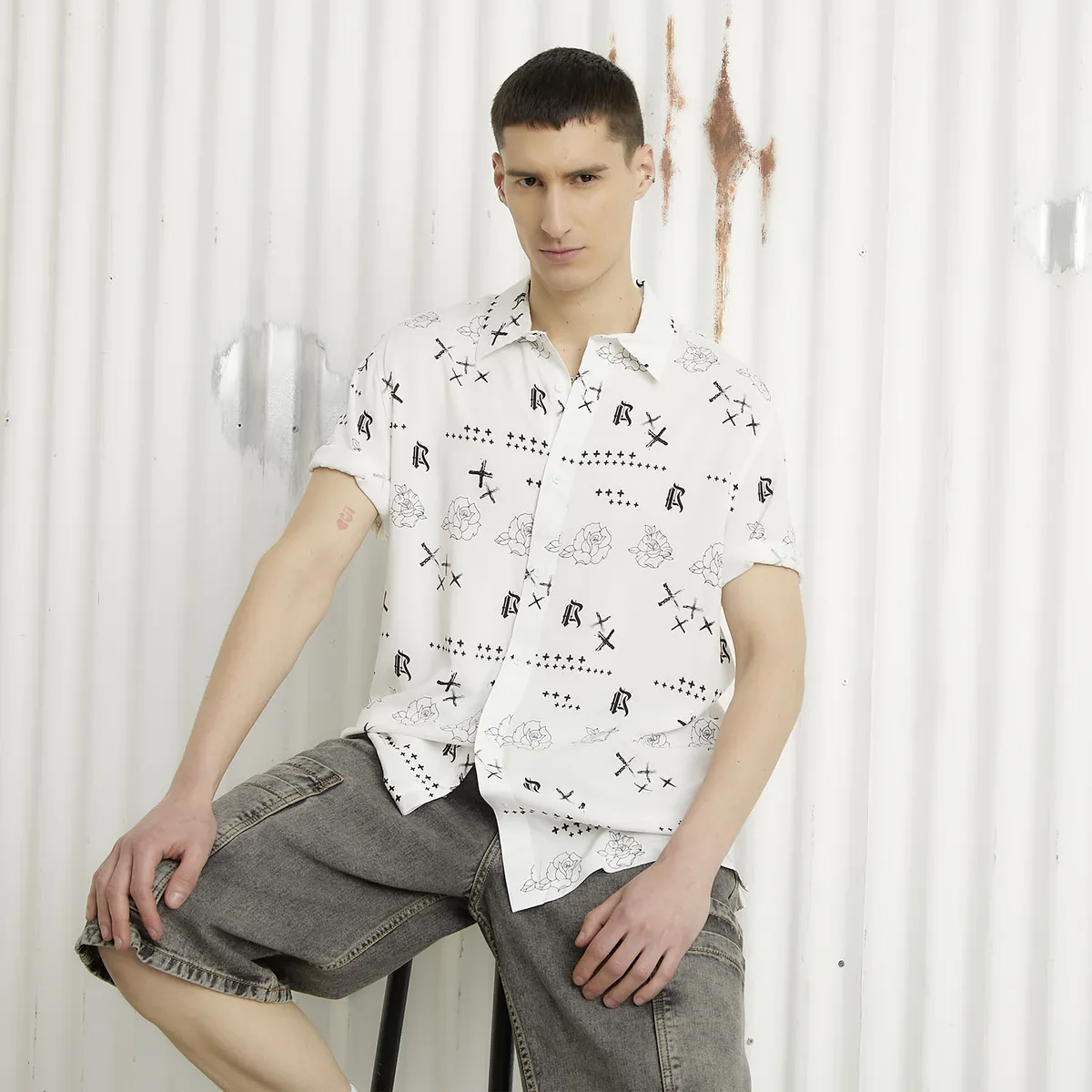 AMERICANINO - Camisa Manga Corta Casual Hombre Americanino