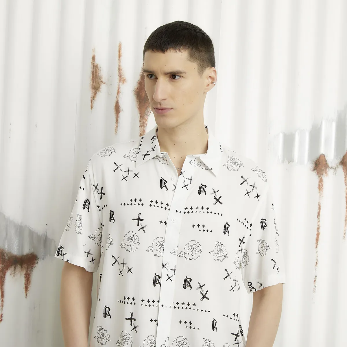 AMERICANINO - Camisa Manga Corta Casual Hombre Americanino