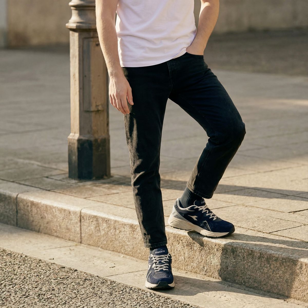 DIADORA - Retracel Zapatilla Urbana Hombre Cuero Azul Diadora