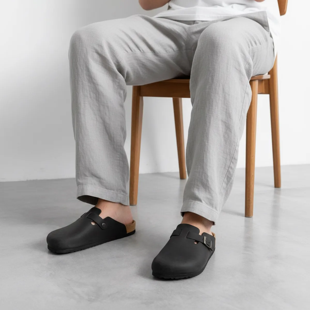 AMERICANINO - Sandalia Hombre Cuero Negro Americanino