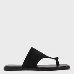 BASEMENT - Sandalia Mujer Cuero Negro