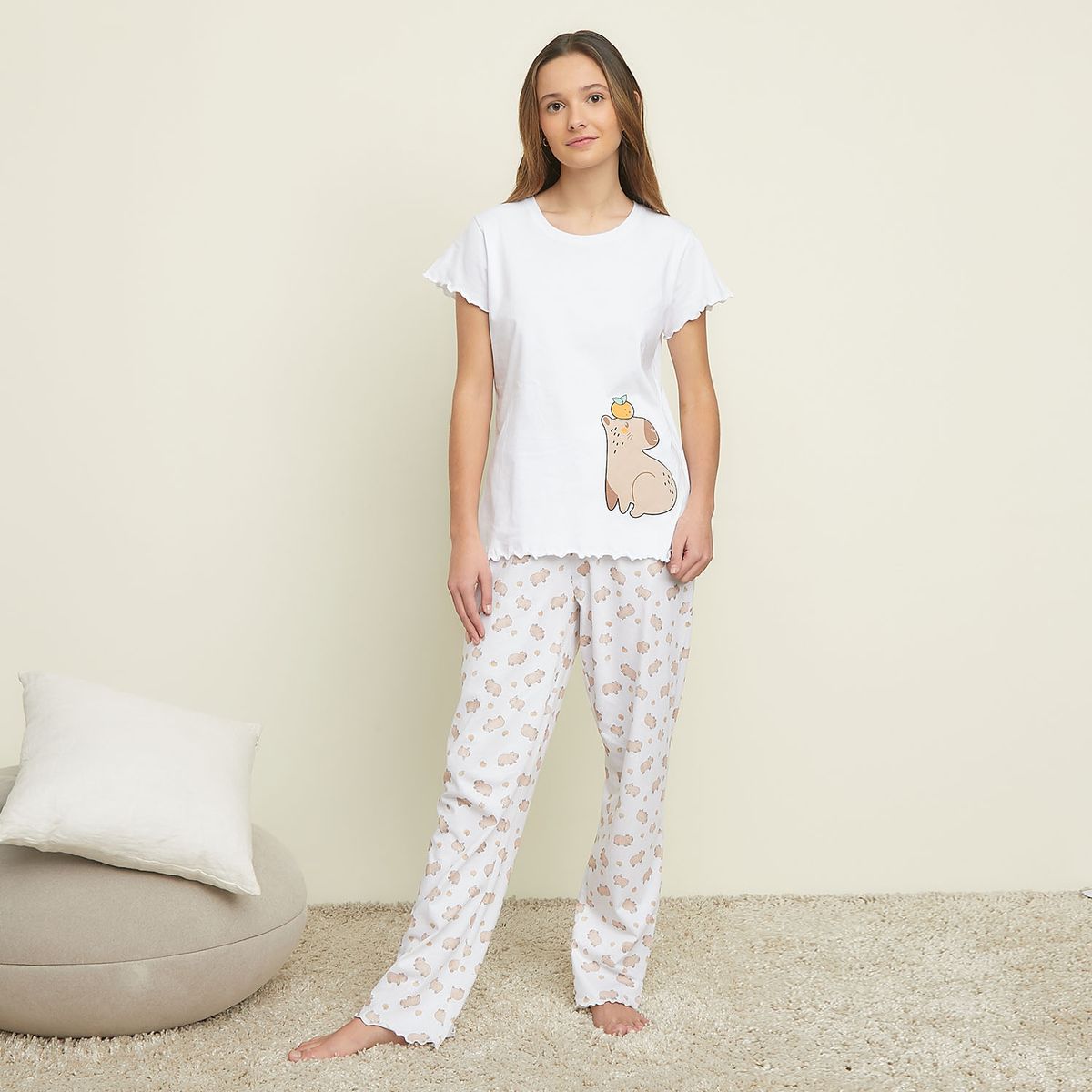 SYBILLA - Pijama Algodón Capibara Manga Corta Mujer Sybilla