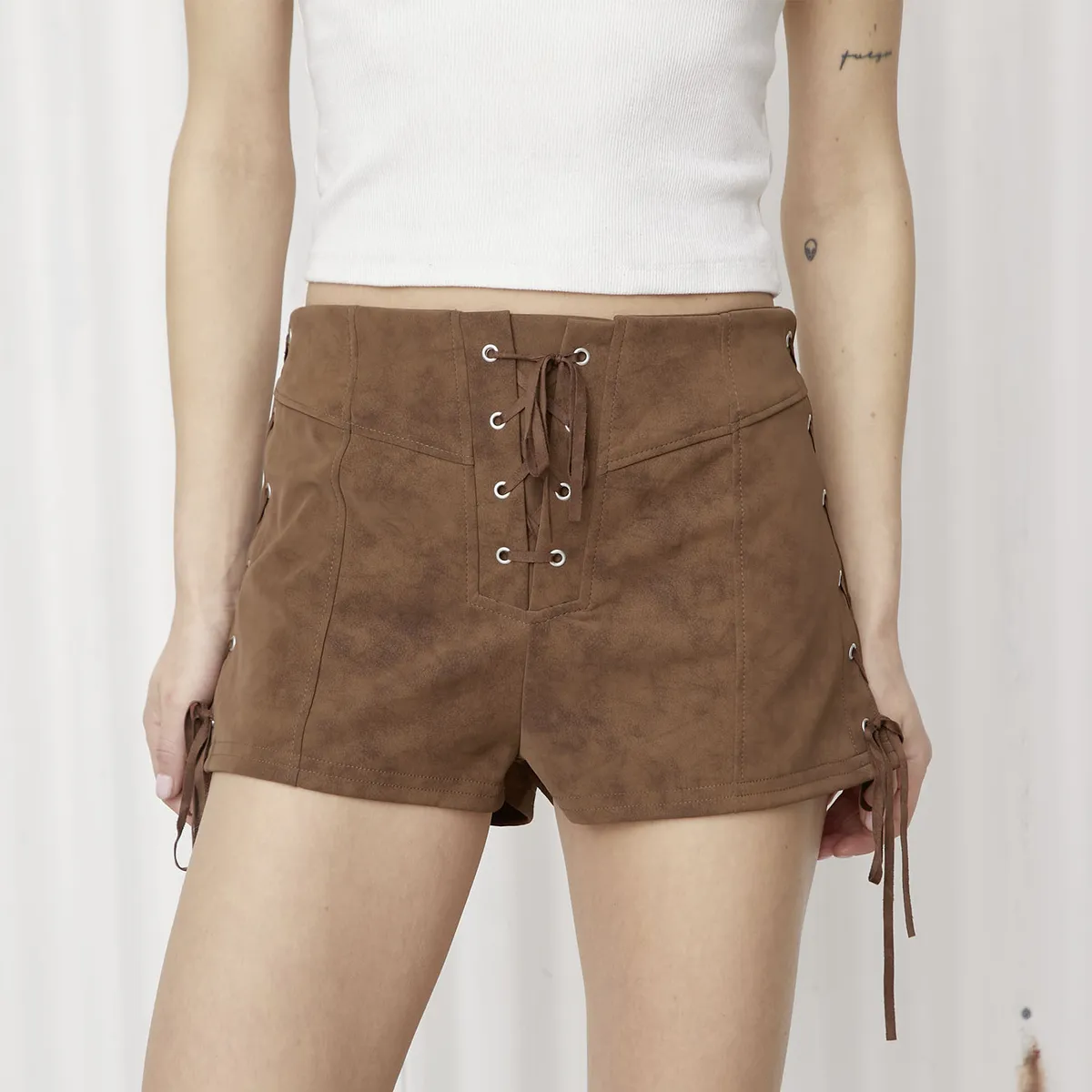 AMERICANINO - Short Tiro Bajo Cuero Effect Mujer Americanino