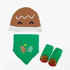 YAMP - Pack Gorro + Babero + Calcetines Bebé Unisex Navidad