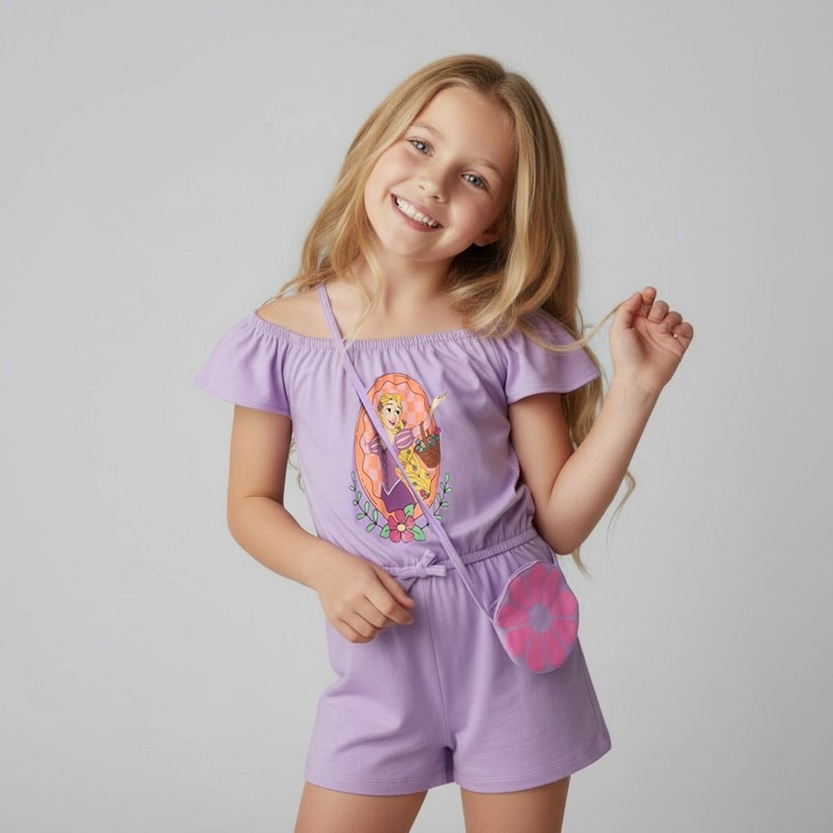 PRINCESAS - Vestido Niña Algodón Princesas + Cartera