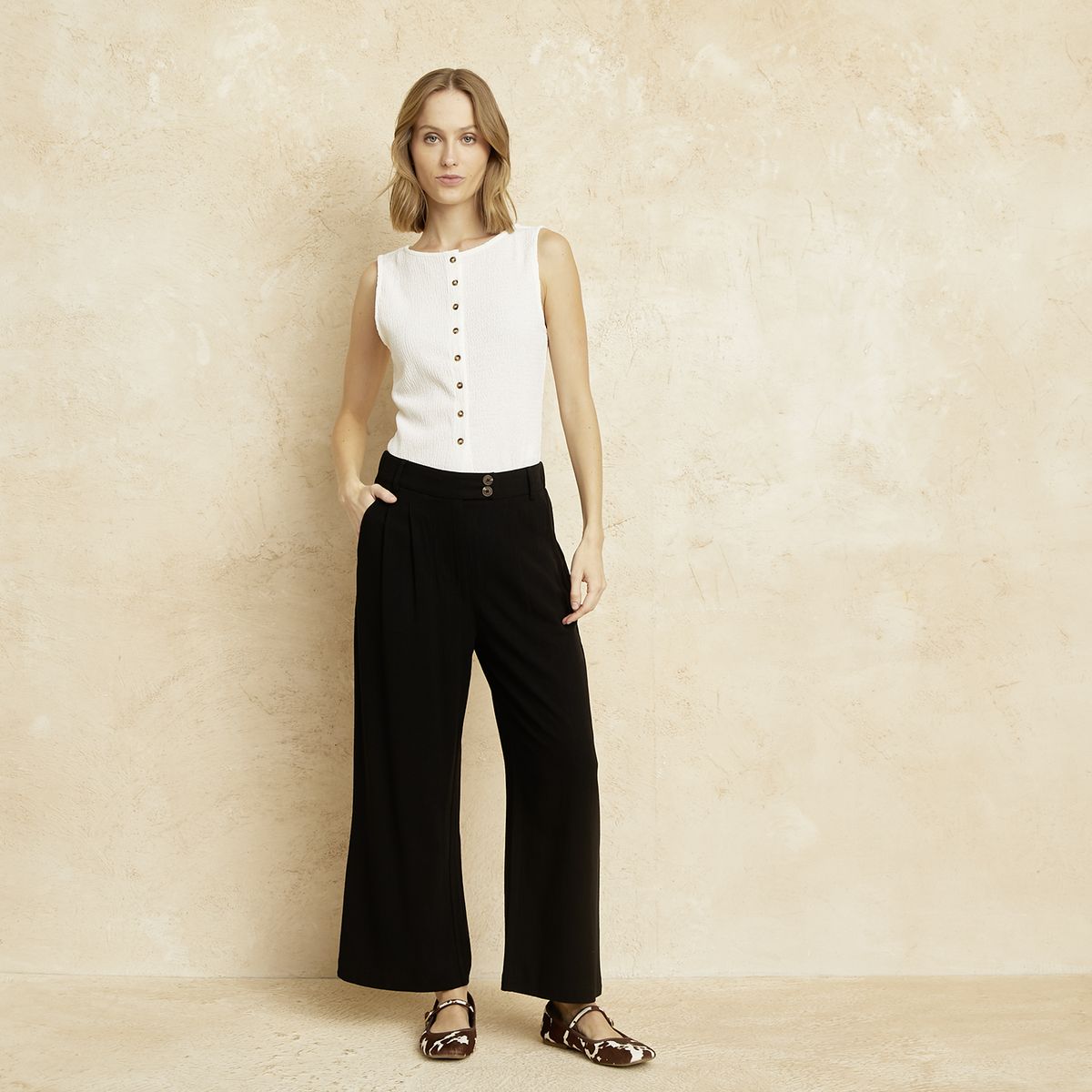 BASEMENT - Pantalón Tiro Alto Mujer Basement