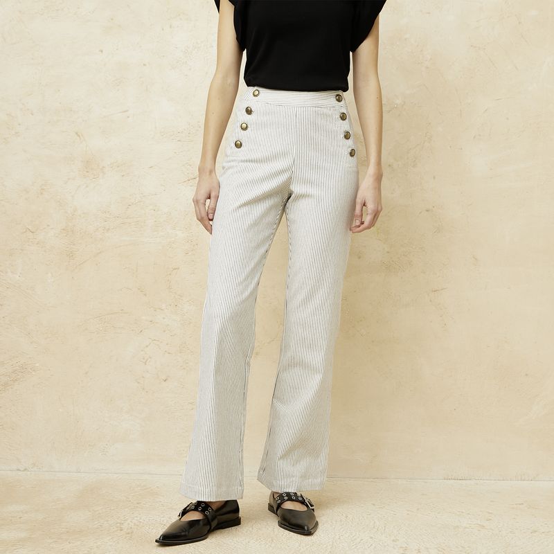BASEMENT - Pantalón Wide Tiro Alto Mujer Basement