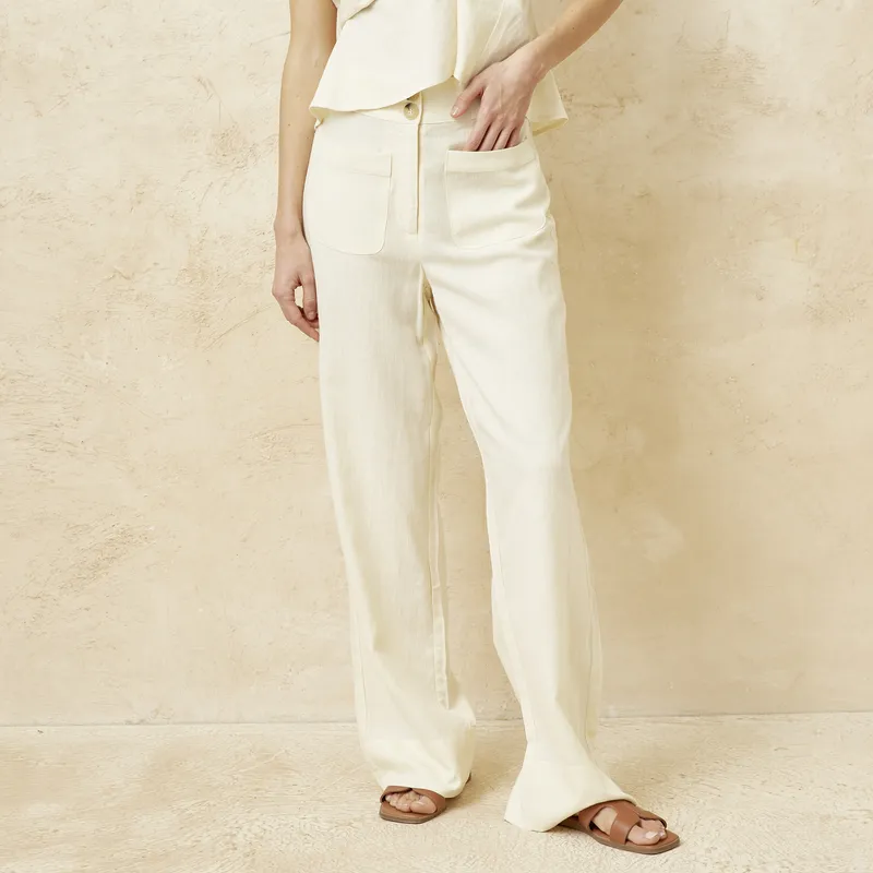 BASEMENT - Pantalón Wide Tiro Alto Mujer Basement