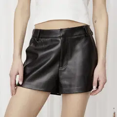 AMERICANINO - Short Tiro Medio Cuero Effect Mujer