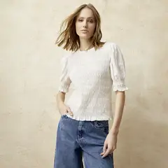 BASEMENT - Blusa Manga Corta Algodón Mujer