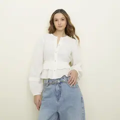SYBILLA - Blusas Manga Larga Algodón Mujer