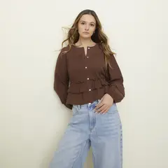 SYBILLA - Blusas Manga Larga Algodón Mujer