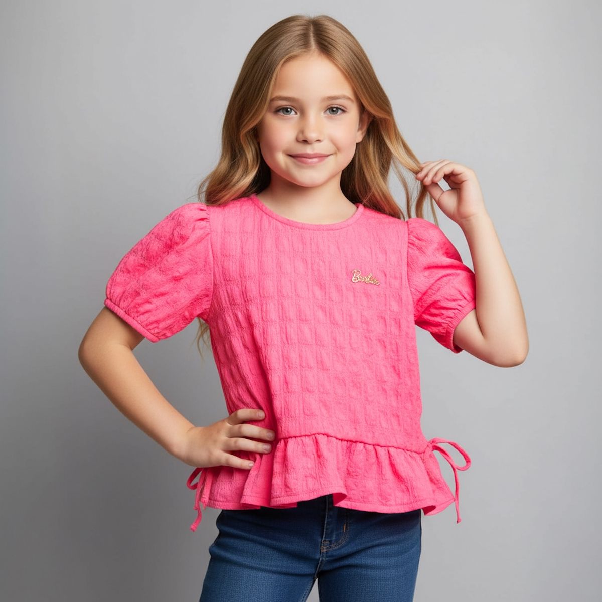 BARBIE - Polera Barbie Manga Corta Niña Algodón