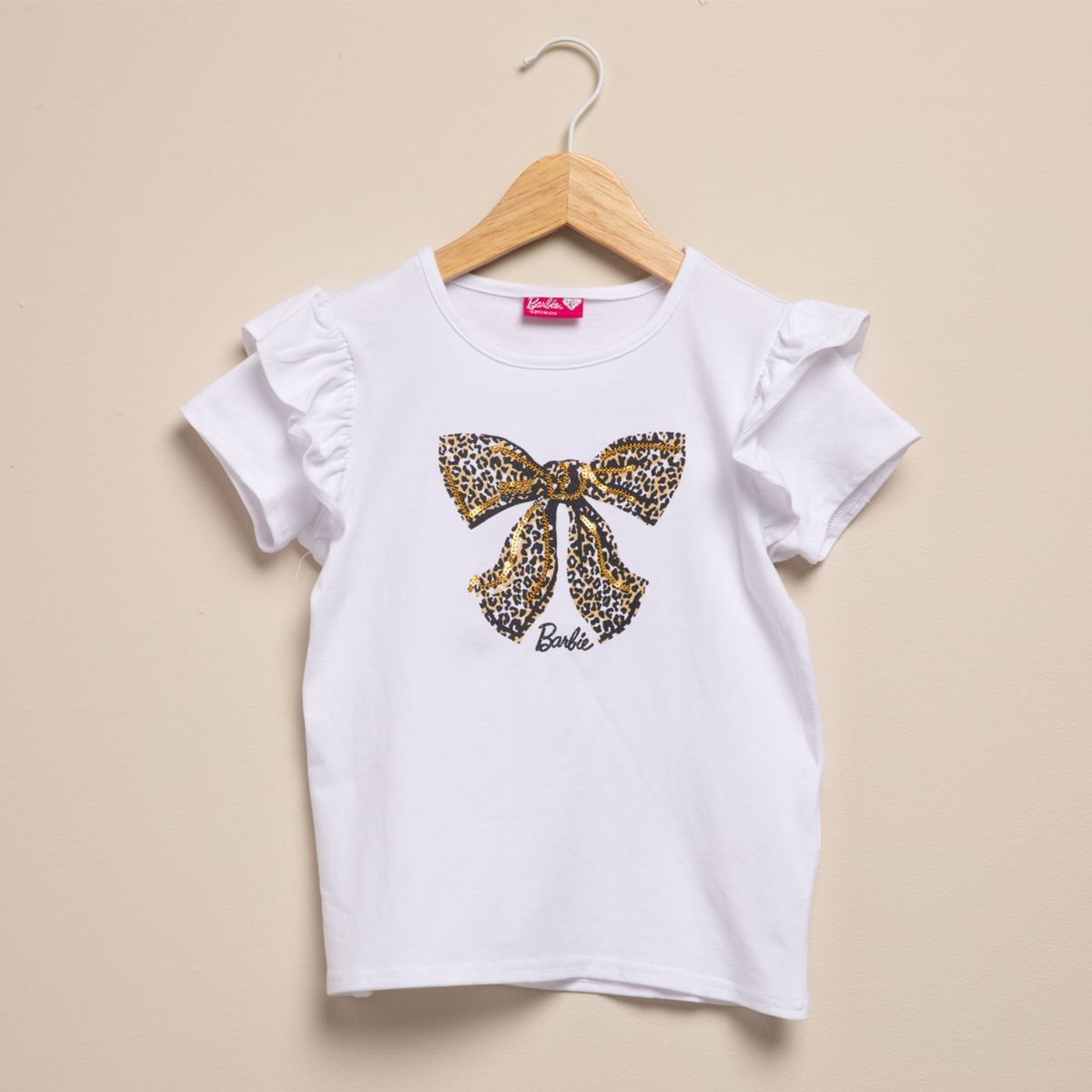BARBIE - Polera Barbie Manga Corta Niña Algodón