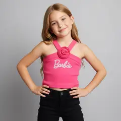 BARBIE - Polera Manga Corta Niña Algodón