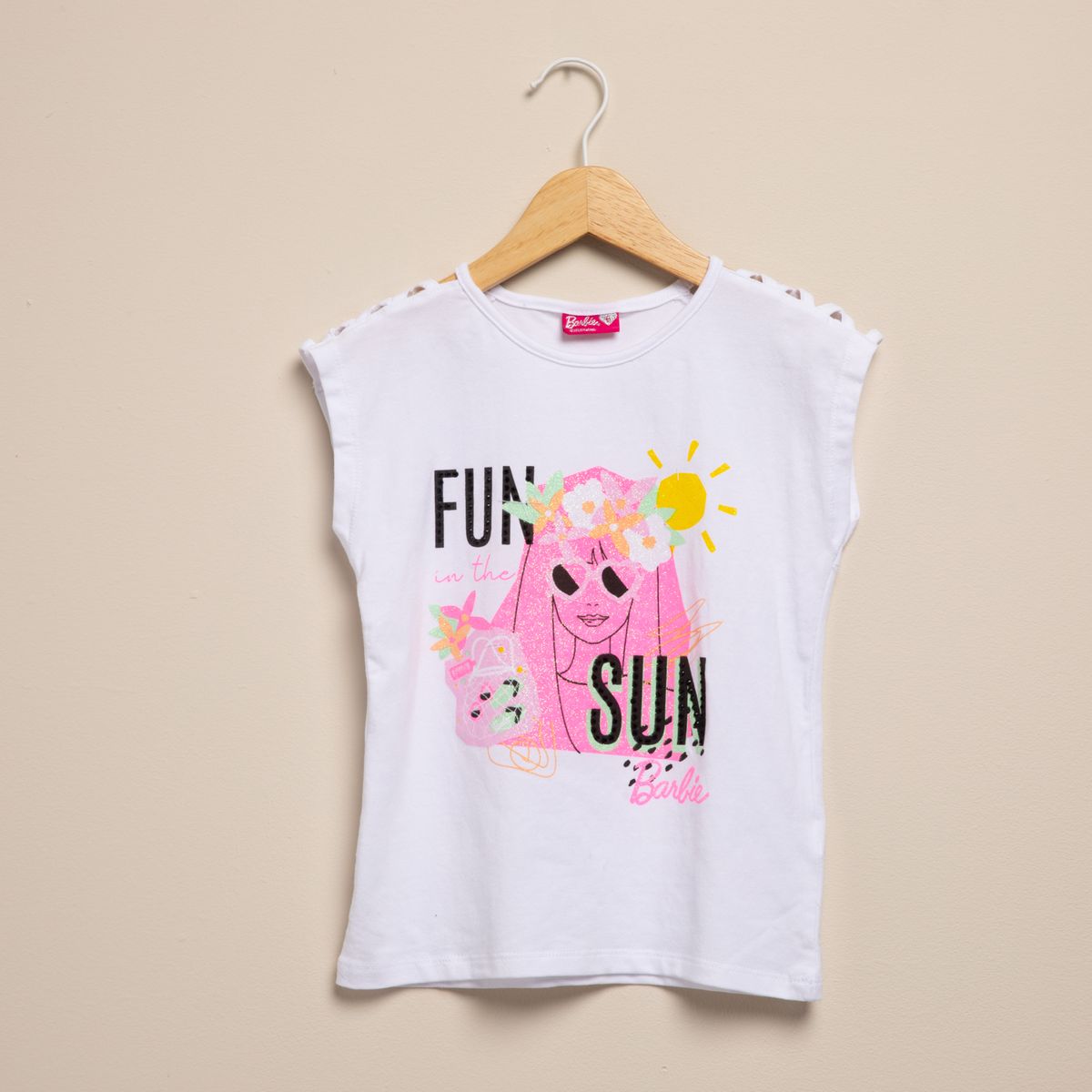 BARBIE - Polera Barbie Manga Corta Niña Algodón