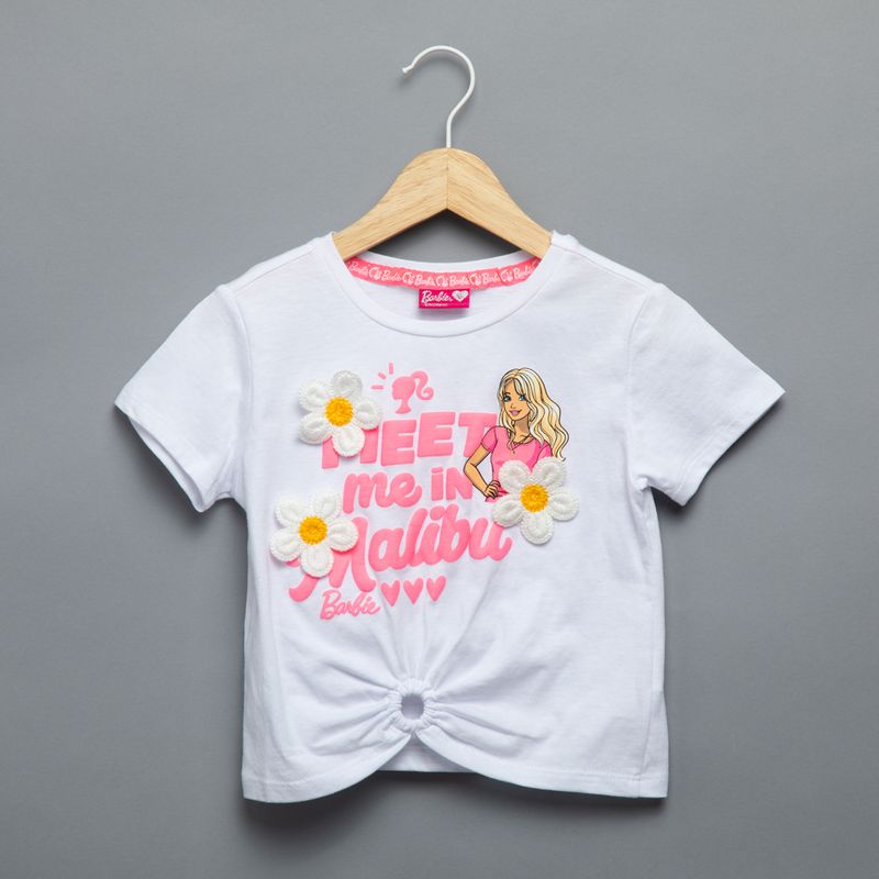 BARBIE - Polera Barbie Manga Corta Niña Algodón