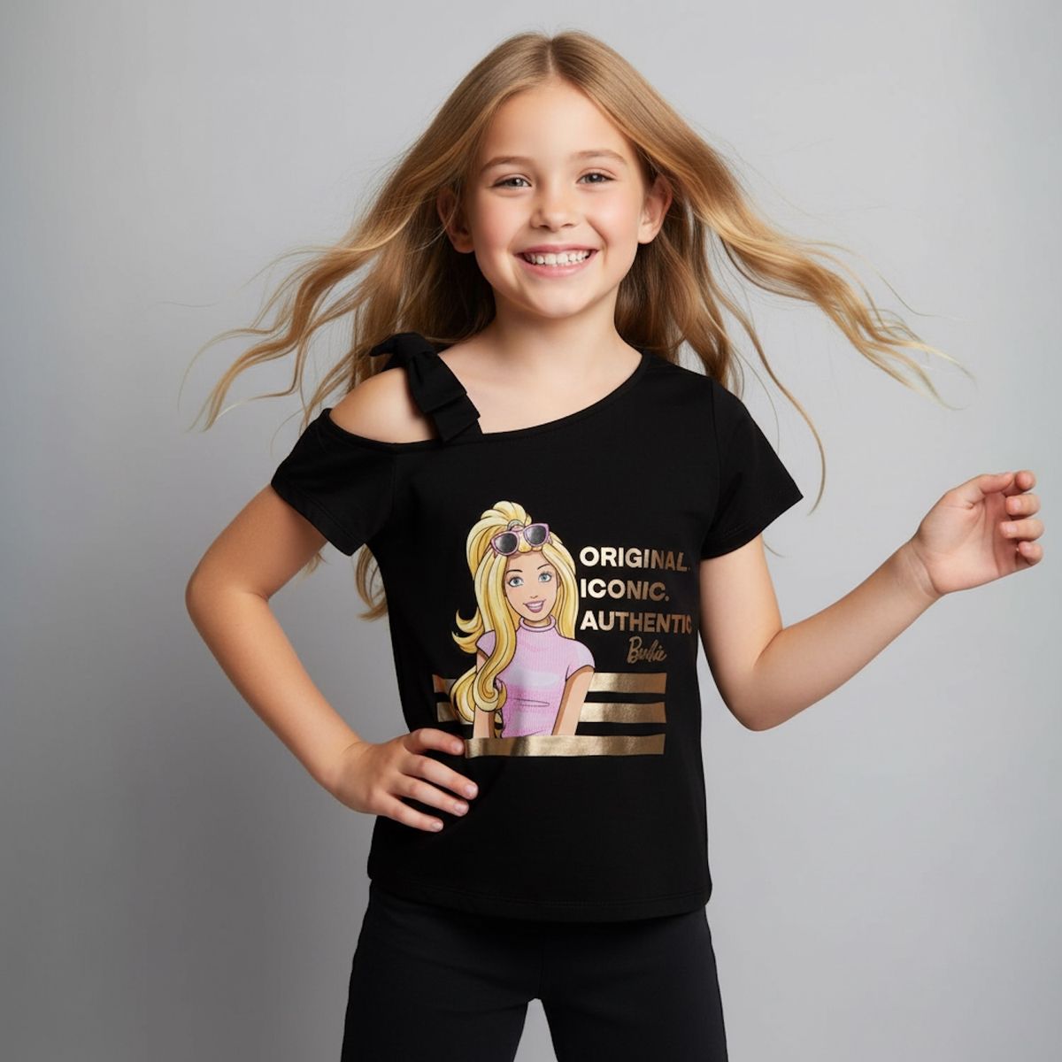 BARBIE - Polera Manga Corta Niña Algodón Barbie