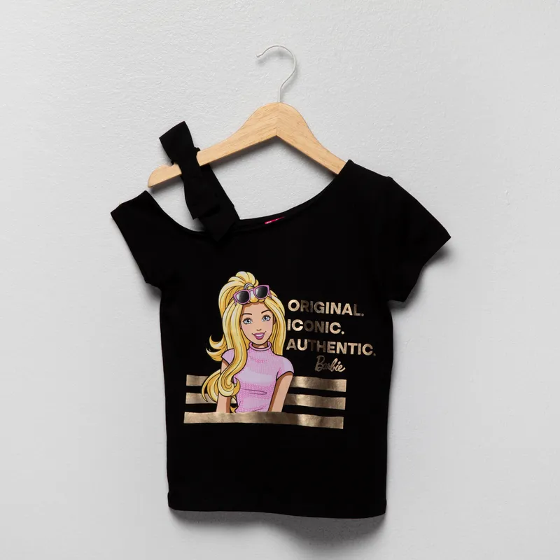 BARBIE - Polera Manga Corta Niña Algodón Barbie