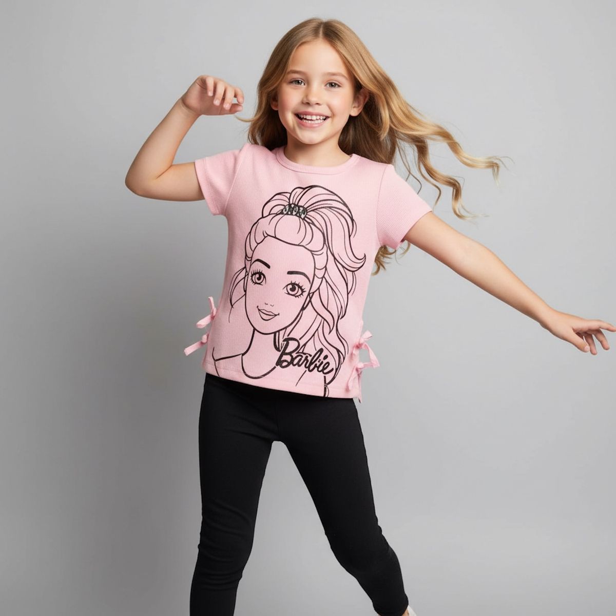 BARBIE - Polera Barbie Manga Corta Niña Algodón
