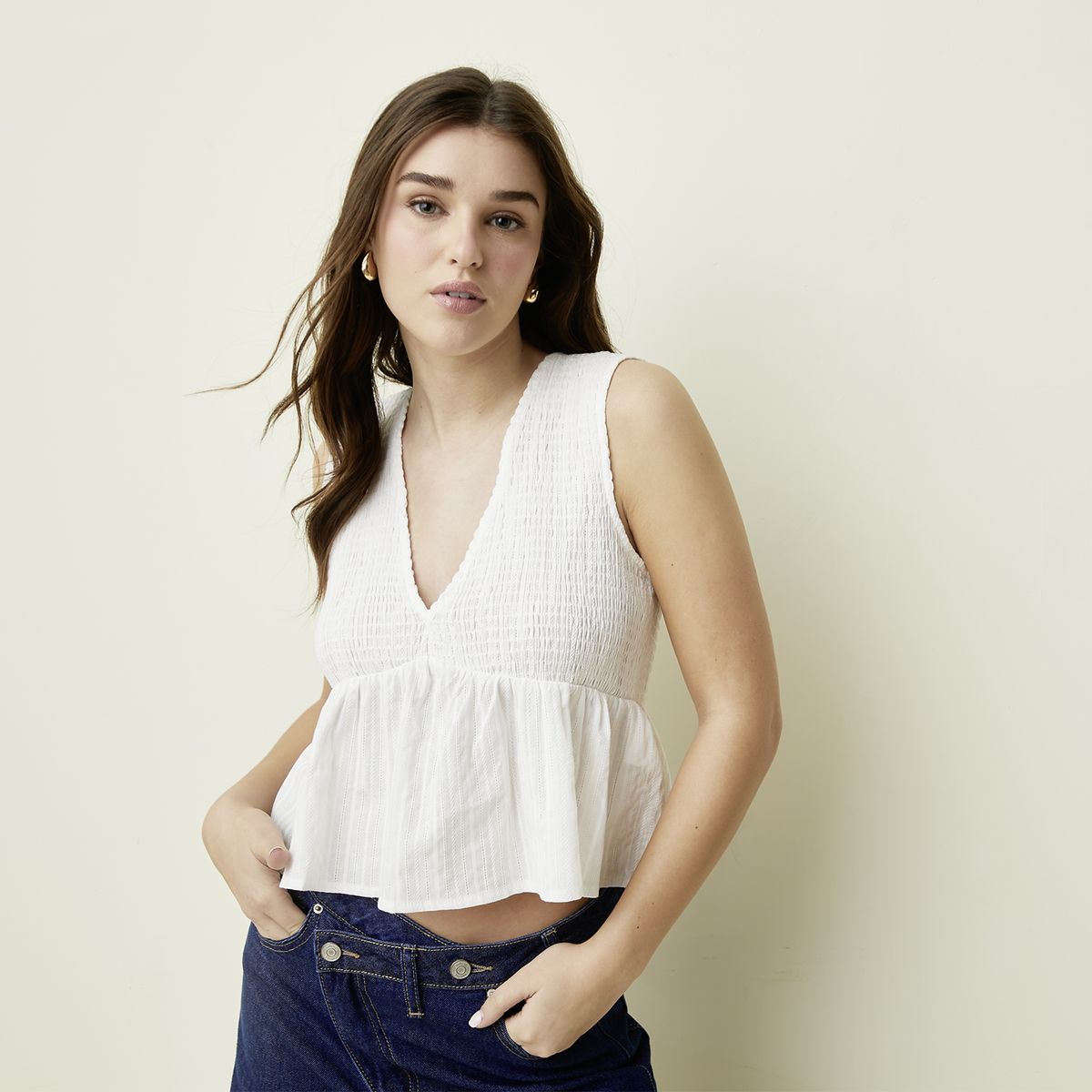 SYBILLA - Polera Sin Manga Algodón Mujer Sybilla