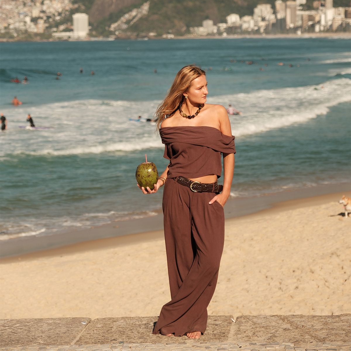 SYBILLA - Pantalón Recto Tiro Medio Lino Viscosa Mujer X Sofia Mekis Sybilla