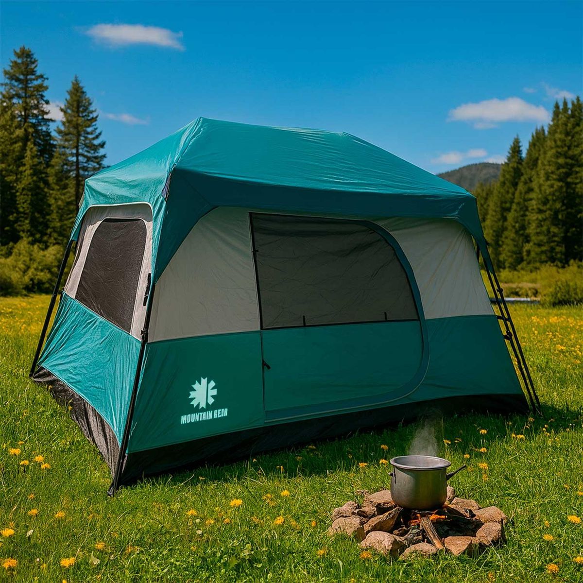 MOUNTAIN GEAR - Carpa Cabina Camping Jasper Mountain Gear Armado Rapido 6 Personas