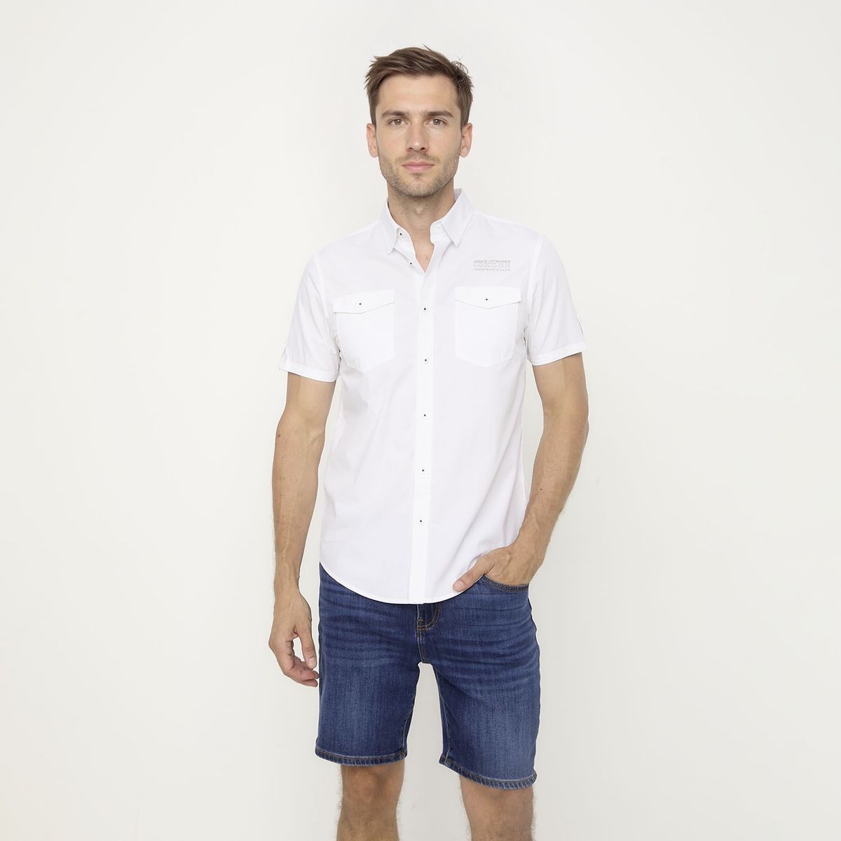 UNIVERSITY CLUB - Camisa Casual Manga Corta Algodón Hombre University Club