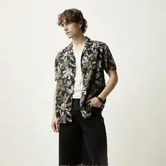 BASEMENT - Camisa Casual Manga Corta Viscosa Hombre