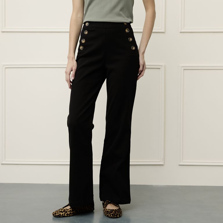 Pantalón Tiro Alto Botones Mujer