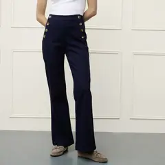 BASEMENT - Pantalón Tiro Alto Botones Mujer