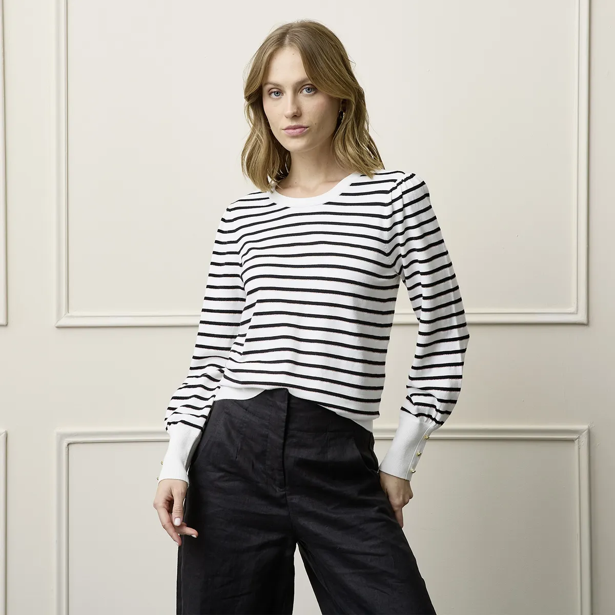 BASEMENT - Sweater Basement Rayas Manga Larga Mujer Viscosa