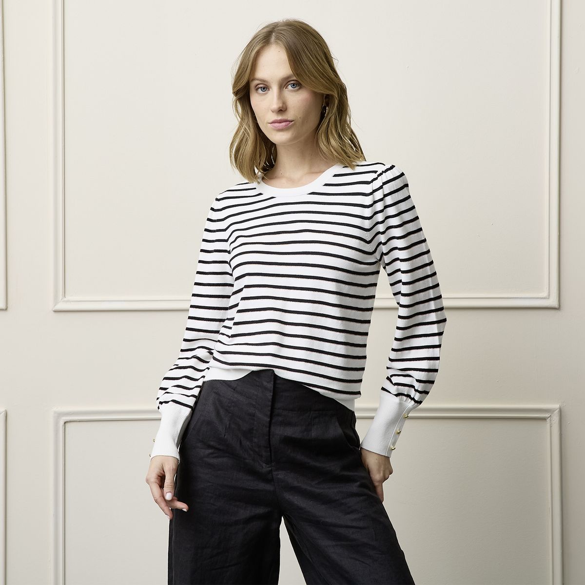 BASEMENT - Sweater Basement Rayas Manga Larga Mujer Viscosa