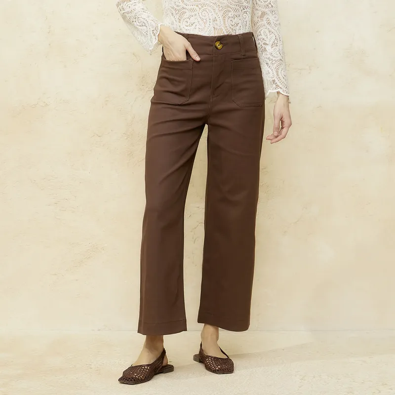 BASEMENT - Pantalón Cropped Tiro Alto Mujer Basement