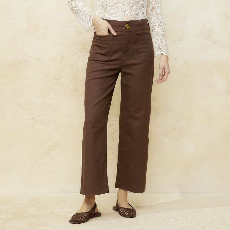 BASEMENT - Pantalón Cropped Tiro Alto Mujer Basement