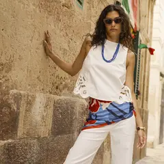 BASEMENT - Blusa Sin Manga Lino Mujer