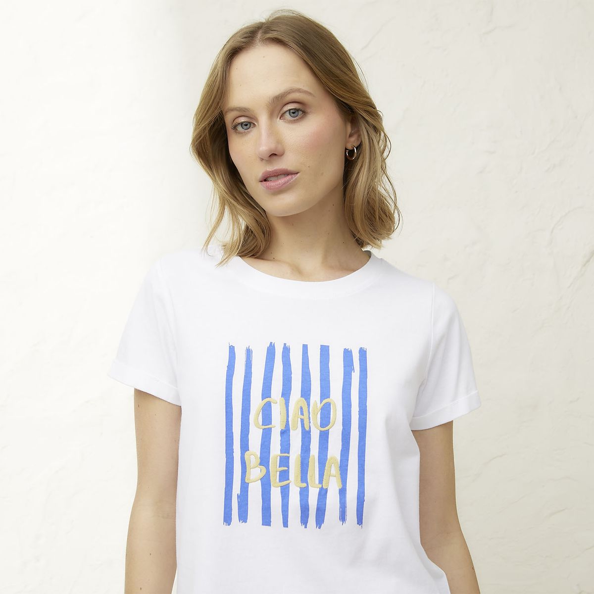 BASEMENT - Polera Manga Corta Algodón Mujer Basement