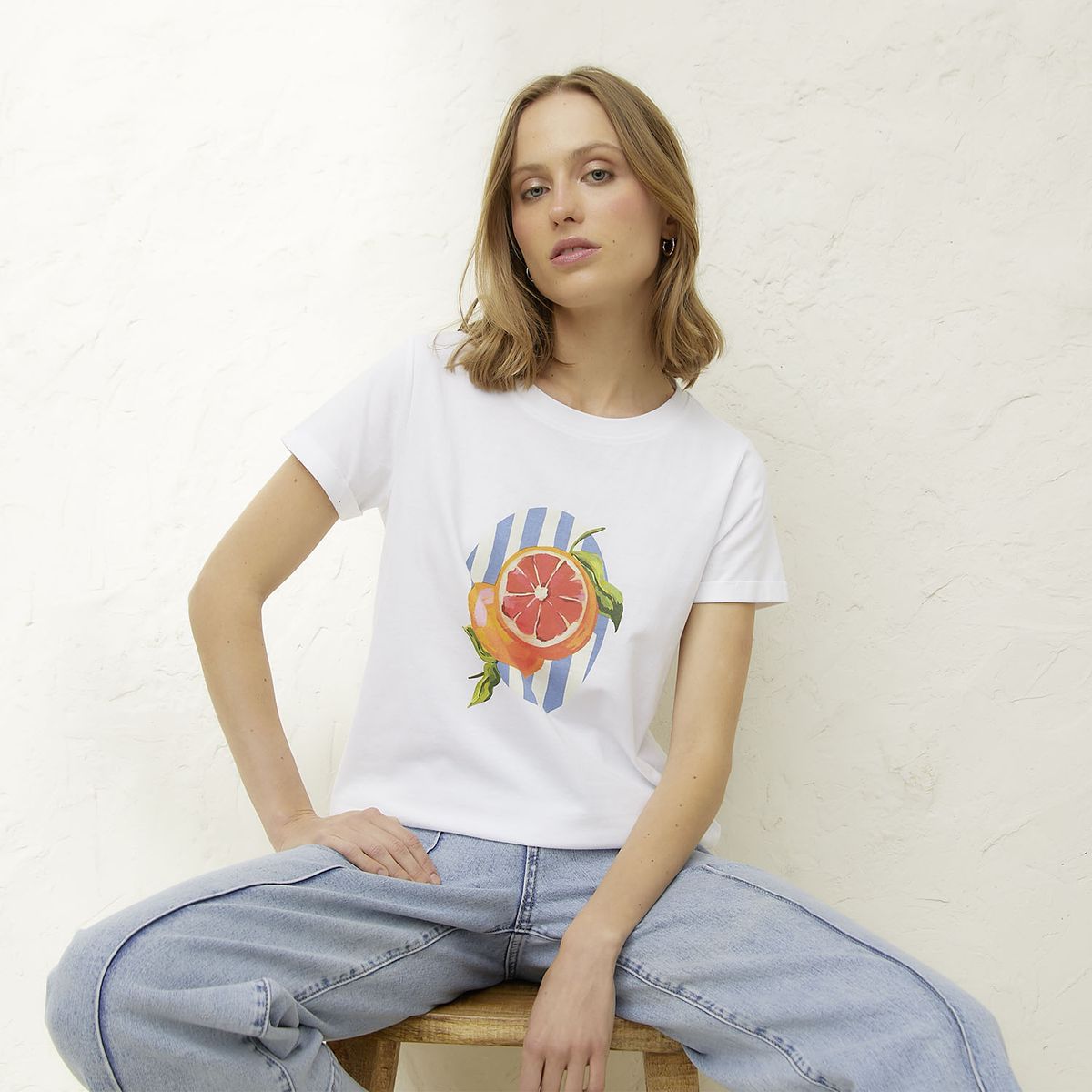 BASEMENT - Polera Manga Corta Algodón Mujer Basement