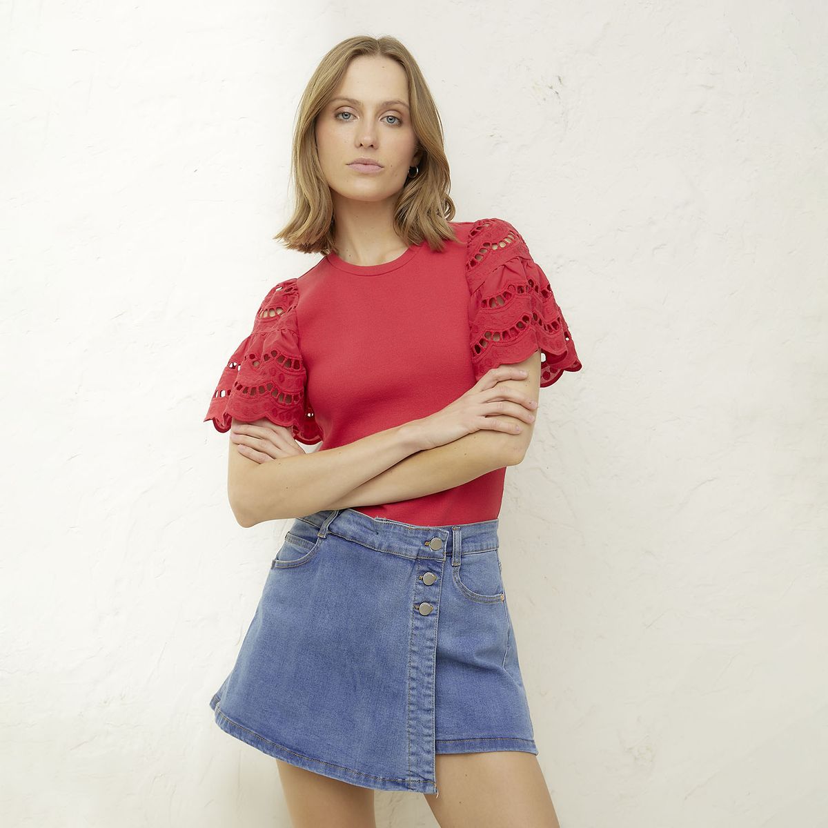 BASEMENT - Polera Manga Corta Algodón Mujer Basement