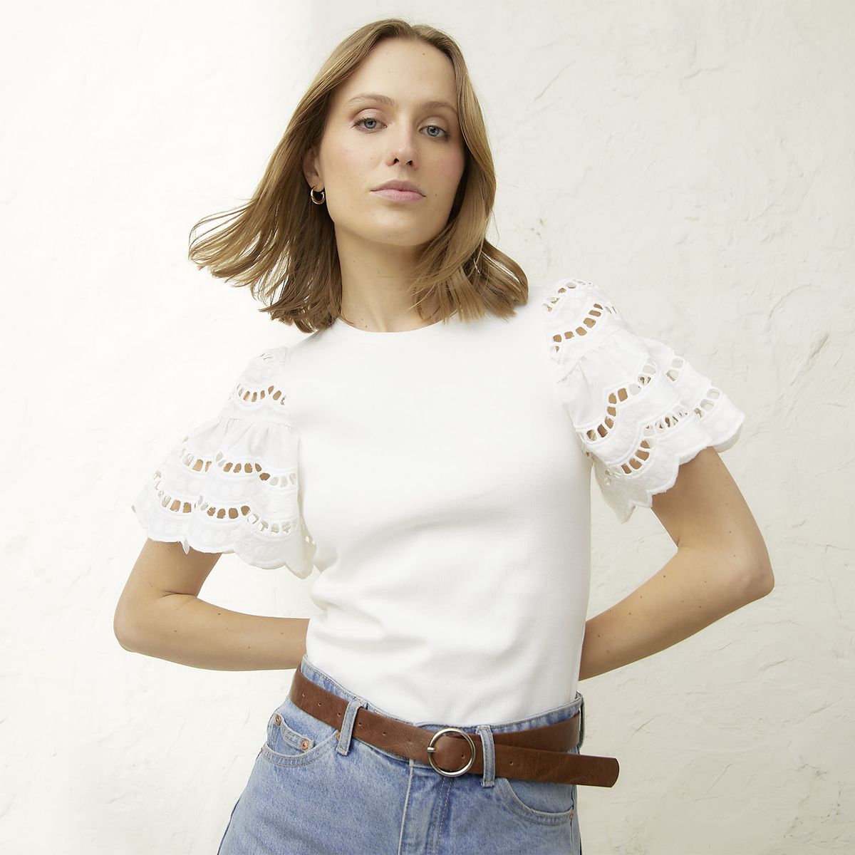 BASEMENT - Polera Manga Corta Algodón Mujer Basement