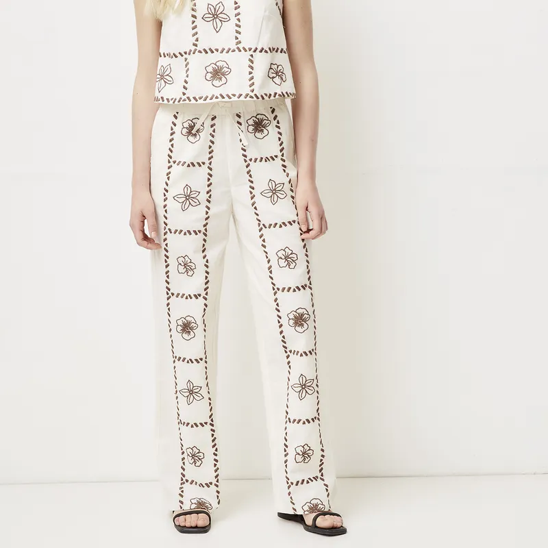SYBILLA - Pantalón Wide Leg Tiro Medio Mujer Sybilla