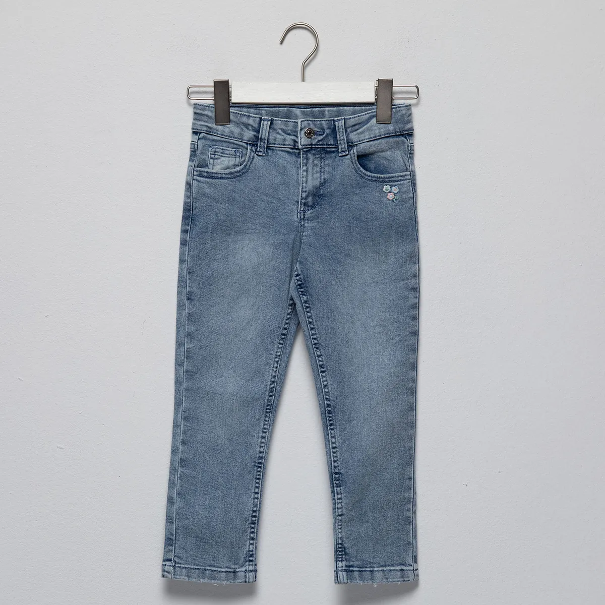 YAMP - Jeans Yamp Slim Fit con Bordado Niña Denim