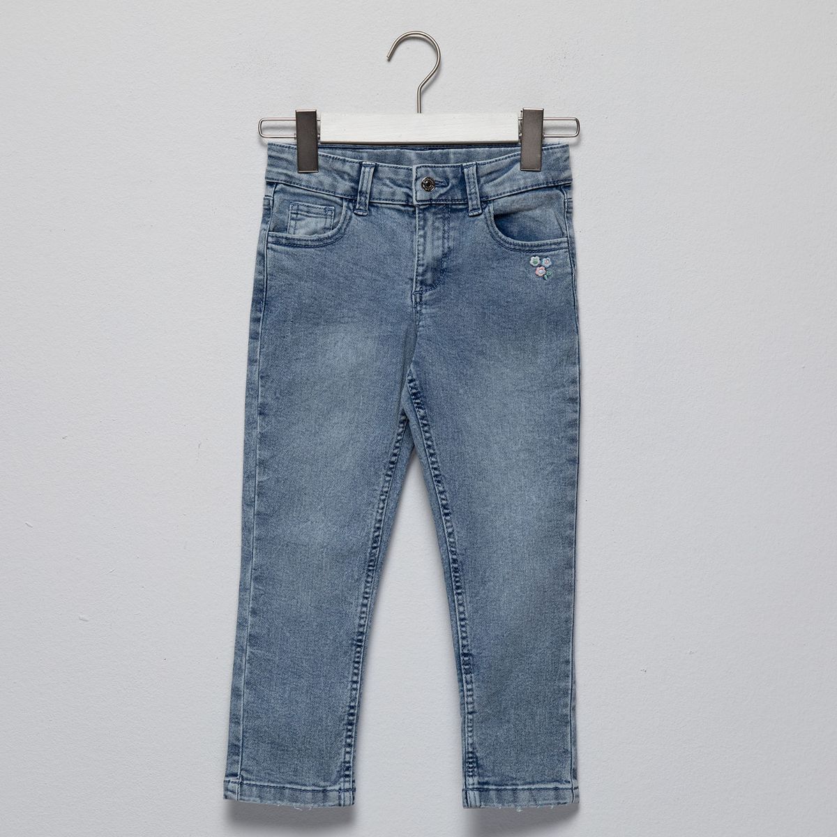 YAMP - Jeans Yamp Slim Fit con Bordado Niña Denim
