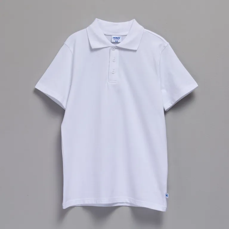 Polera Escolar Manga Corta Pique Blanco Hombre